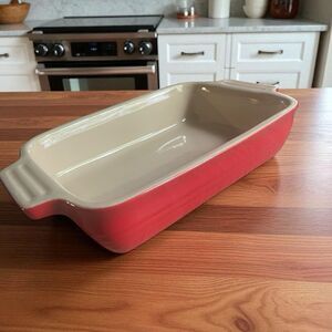 Le Creuset Rectangular Stoneware Baking Dish Cerise/Red 7”x5”